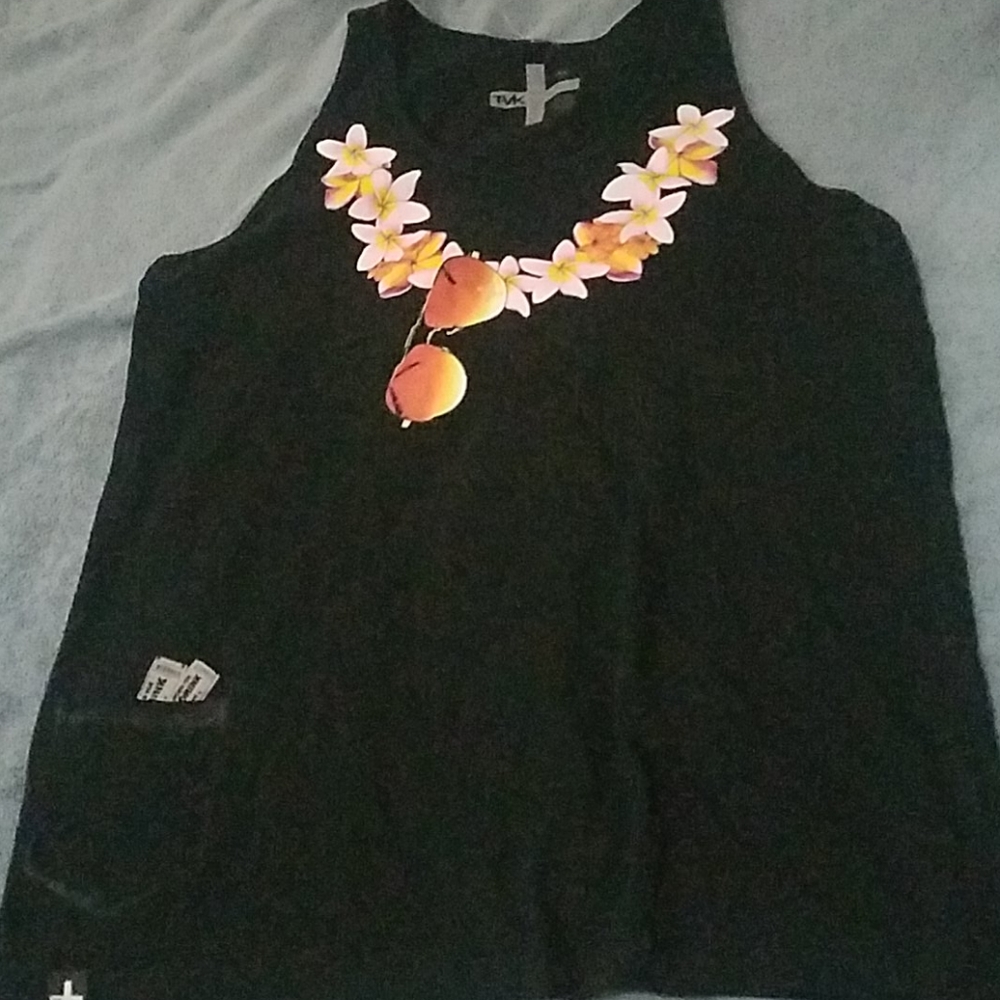 Mens tank with printed lei and sunglasses